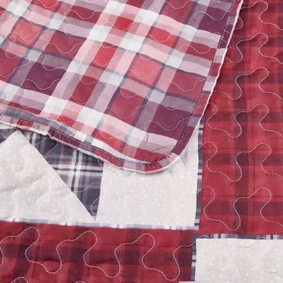 Country Star Patchwork Printed Lightweight King Size Quilt Set Farmhouse Rustic - Picture 3 of 3